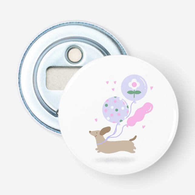 Abrebotellas Cute Dachshund Weiner Perro Lover Fiesta Rosa (Anverso)