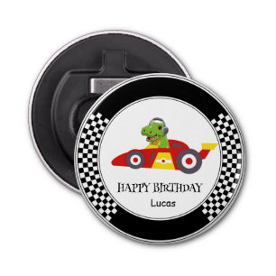 Abrebotellas Cute Dinosaur Birday racing car boy nombre