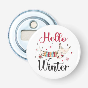 Abrebotellas Cute Dog Hello Winter