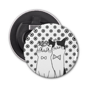 Abrebotellas Cute Dotty Cats Pareja Enamorada