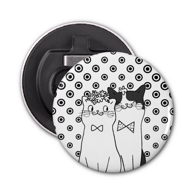 Abrebotellas Cute Dotty Cats Pareja Enamorada (Anverso)