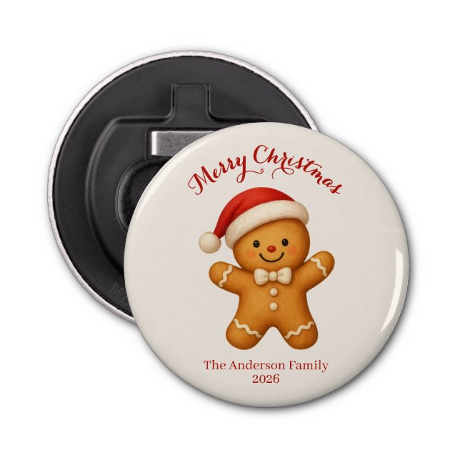 Abrebotellas Cute Gingerbread Man with Santa Hat -  (Anverso)