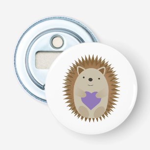Abrebotellas Cute Hedgehog con un corazón morado