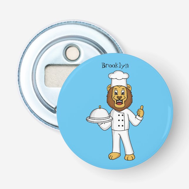 Abrebotellas Cute lion chef cartoon illustration  (Anverso)