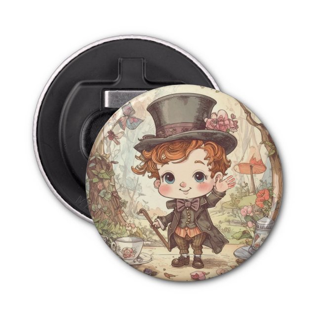 Abrebotellas Cute Mad Hatter Whimsical Wonderland Woodland Art (Anverso)