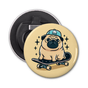 Abrebotellas Cute Pug Skate Boarding