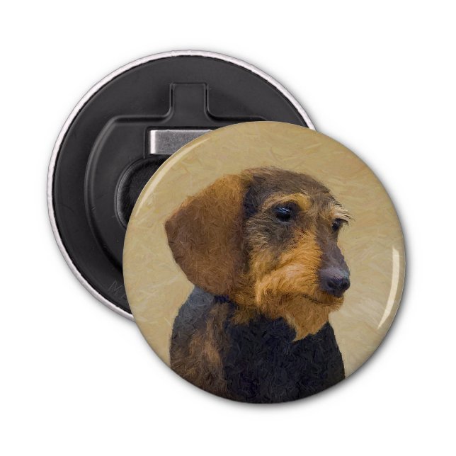 Abrebotellas Dachshund (Cabezal alambrada) Pintura original de  (Anverso)