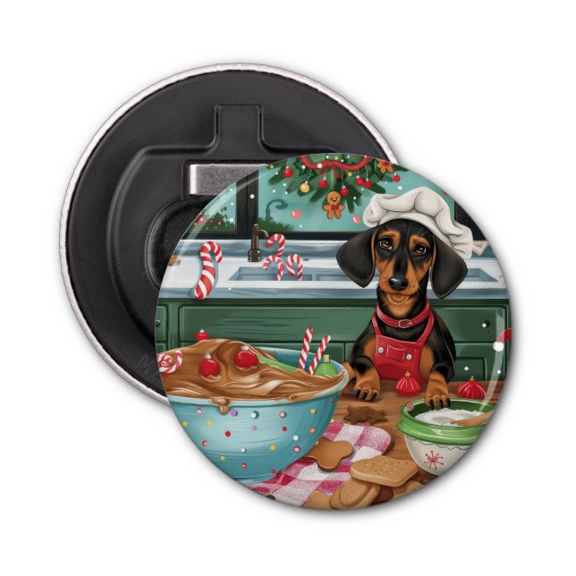 Abrebotellas Dachshund Holiday Baking: Navidades festivos (Anverso)