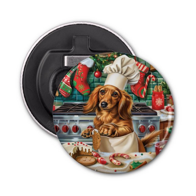 Abrebotellas Dachshund Holiday Baking: Navidades festivos (Anverso)