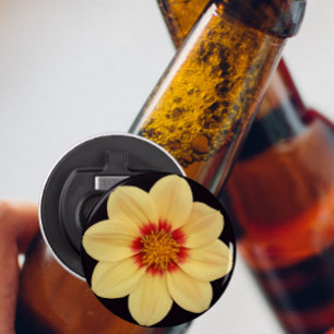 Abrebotellas Dahlia amarilla en flor negra