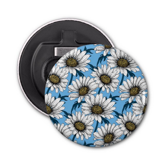 Abrebotellas Daisies, flores silvestres en azul (Anverso)