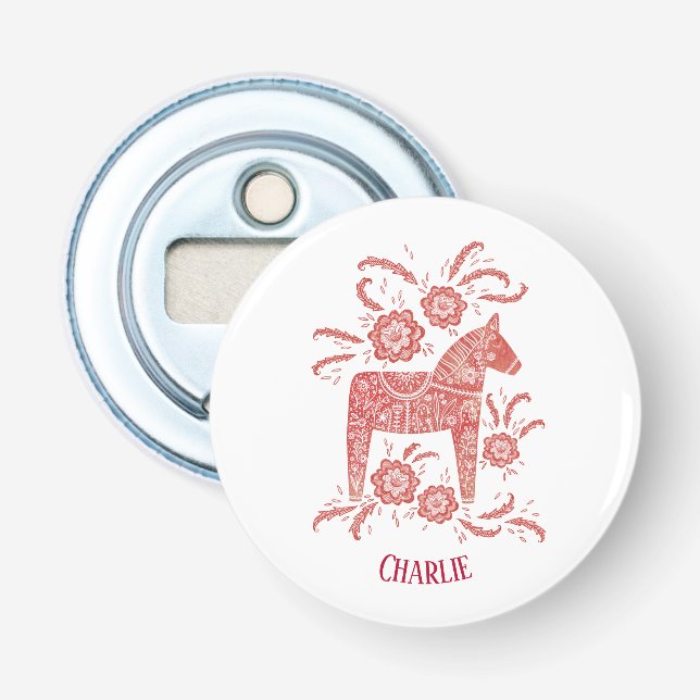 Abrebotellas Dala Caballo Nombre personalizado de arte folclóri (Anverso)