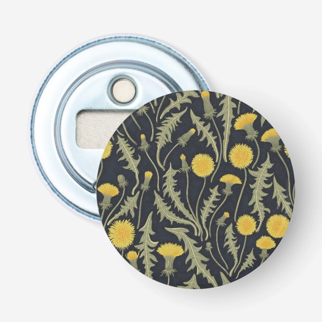 Abrebotellas Dandelions, verde, amarillo y negro (Anverso)