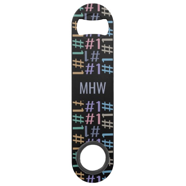 Abrebotellas De Bar "# 1" Apertura de frascos de monograma de personal (Anverso)