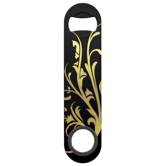 Abrebotellas De Bar Abstract Luxury Faux Gold Flower (Anverso)