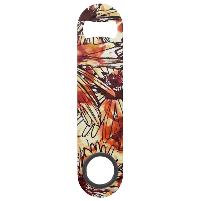 Abrebotellas De Bar Abstract Paint Daub Sunflower Pattern (Anverso)