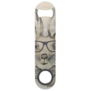 Abrebotellas De Bar Abundante acuarela graciosa con gafas y bufanda