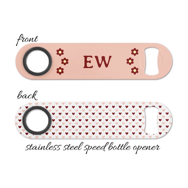 Abrebotellas De Bar Add initials peach and burgundy (Subido por el creador)