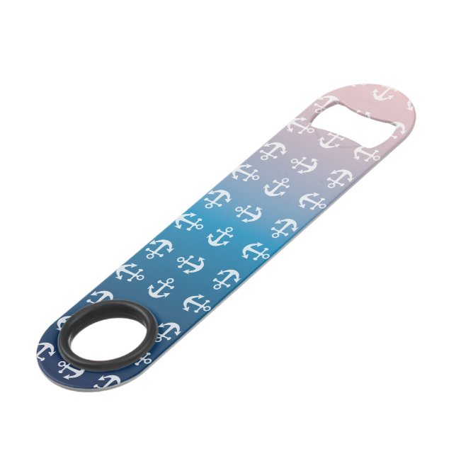 Abrebotellas De Bar Ancla blanca del rojo el | de la aguamarina de la (Ángulo frontal)