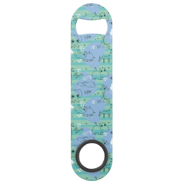 Abrebotellas De Bar Animales lindos que juegan con agua 3 (Anverso)