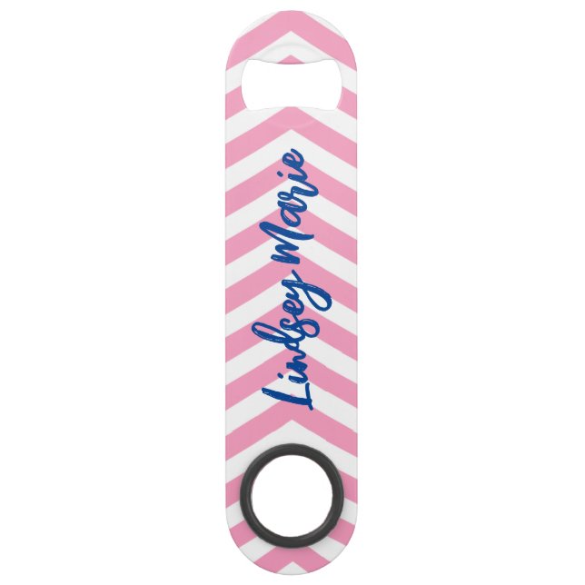 ABREBOTELLAS DE BAR APERTURA PERSONALIZADA DEL FRASCO DE CHEVRON ROSA (Anverso)