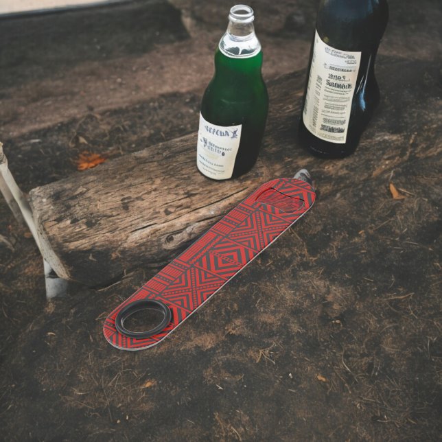 Abrebotellas De Bar Arte de patrones tribales rojos (Bottle Openers)