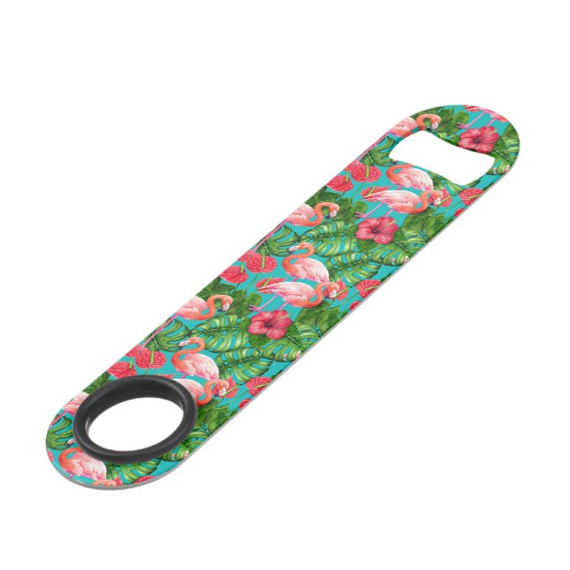 Abrebotellas De Bar Aves flamencas y acuarela de jardines tropicales (Ángulo frontal)