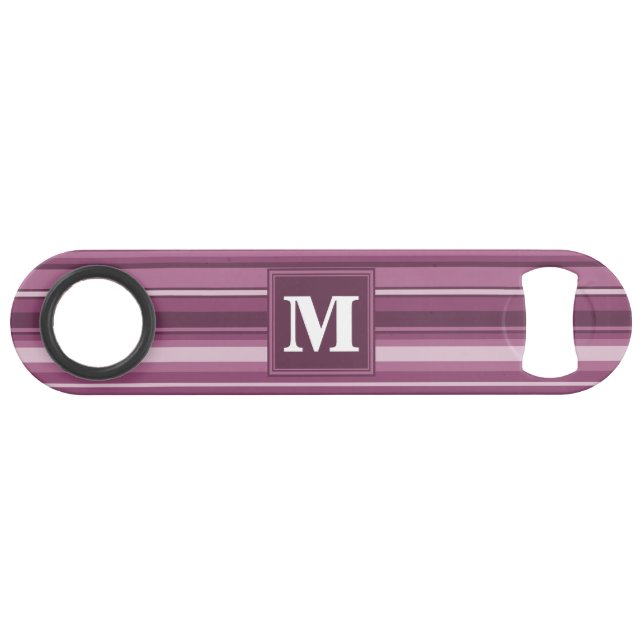 Abrebotellas De Bar Bandas de mauve monogramo (Anverso (Horizontal))