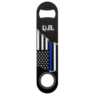 Abrebotellas De Bar Bandera americana fina de Blue Line personalizada