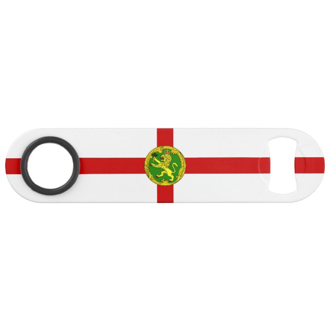 Abrebotellas De Bar Bandera de Alderney Patriótica (Anverso (Horizontal))