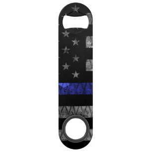 Abrebotellas De Bar Bandera delgada de la línea azul de la policía
