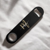 Black Gold Modern Script Girly Monograma Nombre