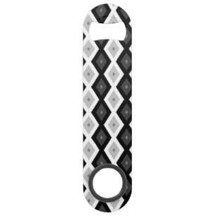 Abrebotellas De Bar Black, white and grey diamond pattern