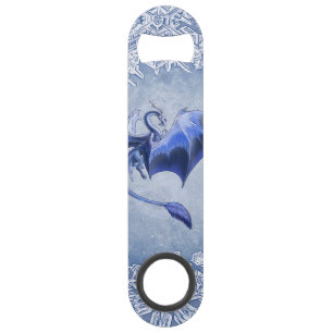 Abrebotellas De Bar Blue Winter Dragon Fantasy Nature Art