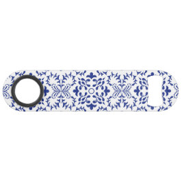 Abrebotellas De Bar Boda de mosaico azul de lemones mediterráneos