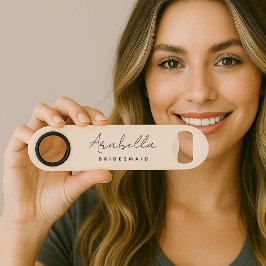 Abrebotellas De Bar Bridesmaid | Guión Minimalista moderno Rubor Pink