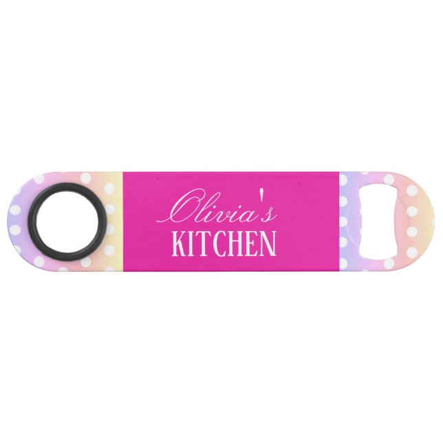 Abrebotellas De Bar Bright Pink and Pola Dots  (Anverso (Horizontal))