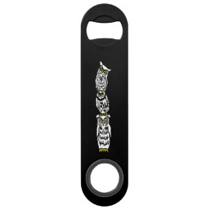 Abrebotellas De Bar Búhos que sientan en uno a llave de la barra