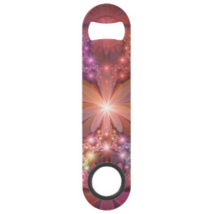 Abrebotellas De Bar Cama De Flores Colorido Brillante Arte Fractal Abs