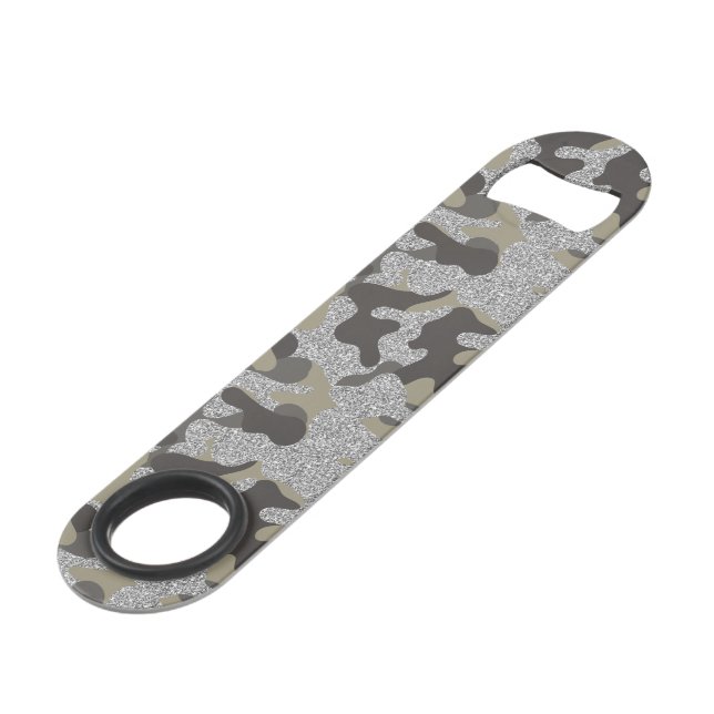 Abrebotellas De Bar Camuflaje urbano: Ejército brillante de plata negr (Ángulo frontal)