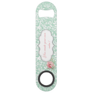 Abrebotellas De Bar Chic Elegante Damasco, Rosas, Mensaje Motivacional