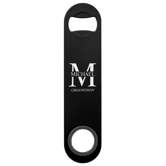 Abrebotellas De Bar Classic Personalized Groomsman Monogram and Name (Anverso)