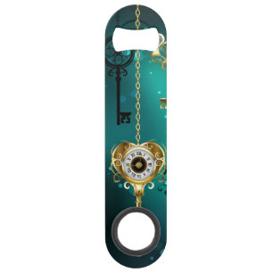 Abrebotellas De Bar Claves de esqueleto antiguas sobre fondo verde