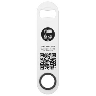 Abrebotellas De Bar Código QR Logotipo comercial Blanco Minimalista mo