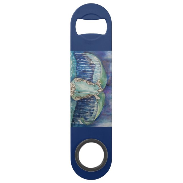 Abrebotellas De Bar cola de la ballena con la pintura del tatuaje (Anverso)