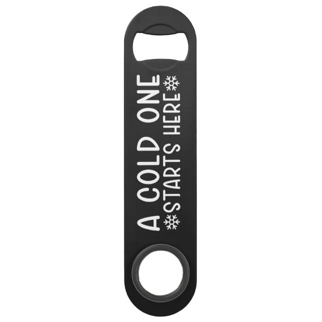 Abrebotellas De Bar Cold One Starts Here Beer Steel Bottle Opener (Anverso)