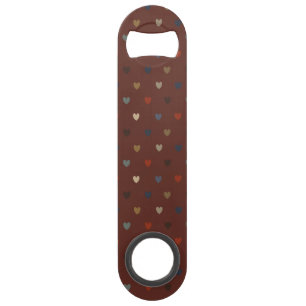 Abrebotellas De Bar Corazones de polka en marrón kilim
