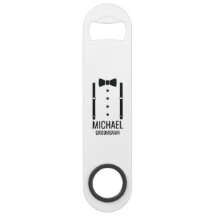 Abrebotellas De Bar Corbata de lazo negra de boda personalizada para p