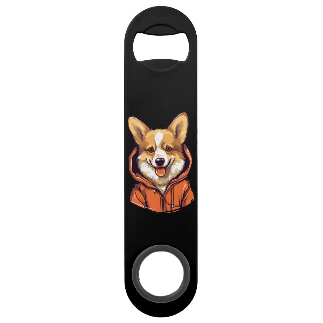 Abrebotellas De Bar Corgi Divertido con Sudadera (Anverso)