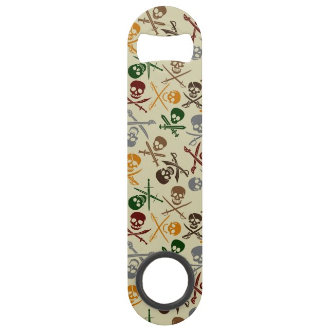 Abrebotellas De Bar Cráneos del pirata con las espadas cruzadas (Anverso)
